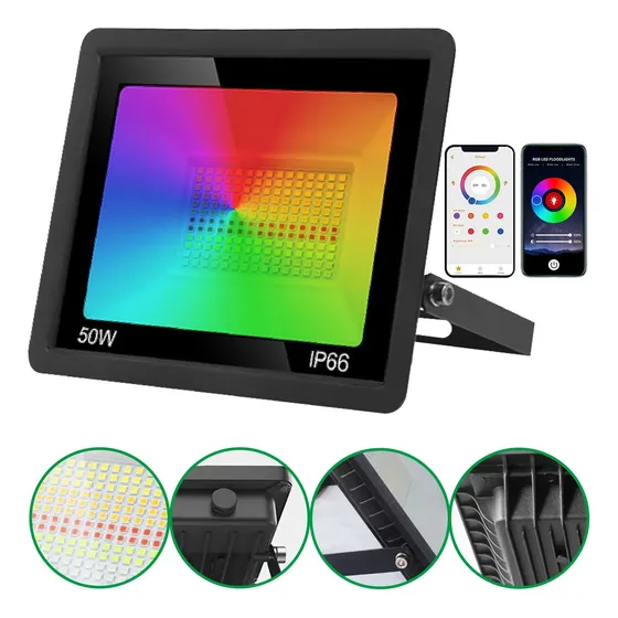 Faro Reflector Led 50w Rgb Smart Multicolor Colores