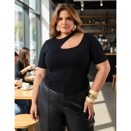 Blusa Elegante Marrom Plus Size Tshirt Feminina Linda Social