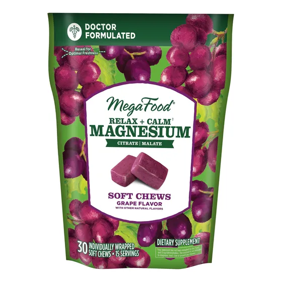 Suplemento Megafood Relax + Calm Magnesio Soft Chews 30 Unid