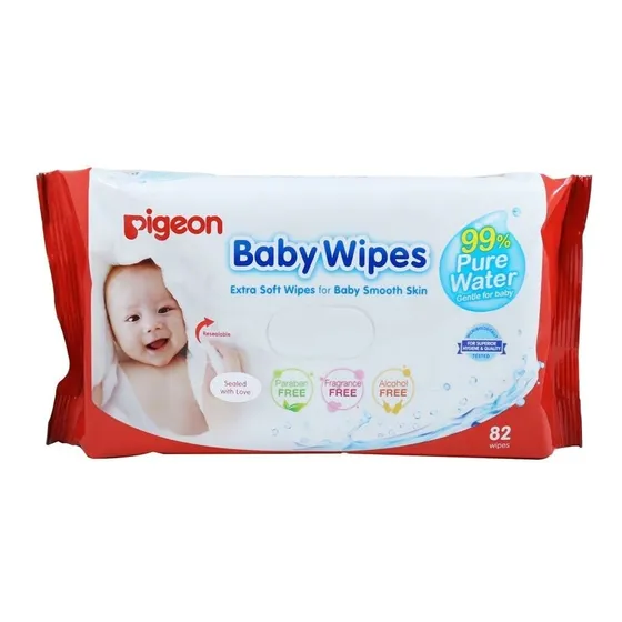 Pigeón Baby Wipes, Toallitas Húmedas, 99% Agua Pura 82 Und