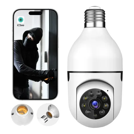 Câmera De Segurança Lâmpada 2mp Interna Externa Wi-fi 360° Branco