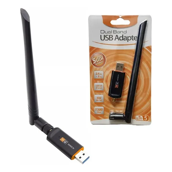 Adaptador Antena Usb Wifi Dual Band 5dbi 1300mbps Wifi 5