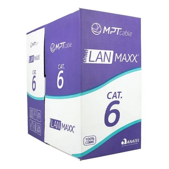 Cabo De Rede Lan U/utp Cmx Cat6 Azul Mpt - Caixa 305 Metros
