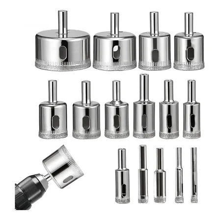 Jogo Com 15 Brocas Diamantadas 6-50mm Vidro Ceramica Piso