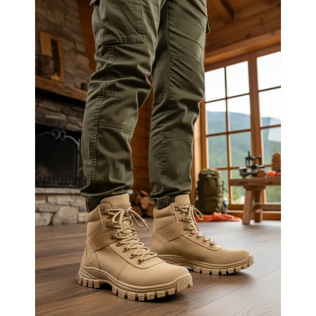 Bota Cotuno Couro Legitimo Bovino Militar Resistente Estilo