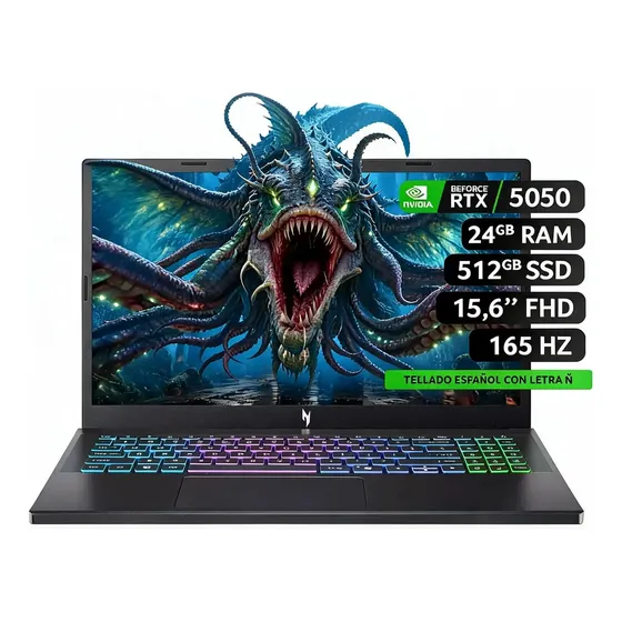 Notebook Acer Gamer Ryzen 7 / 24 Gb /512 Ssd/ Rtx 5050 Negro