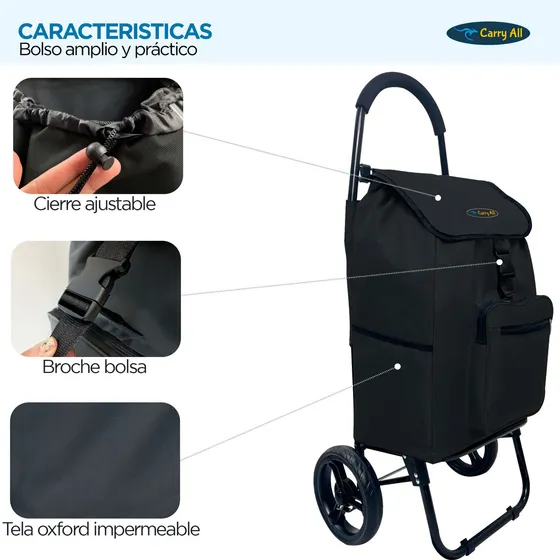 Carrito de compras plegable Carry All Sidney_02 55 litros negro