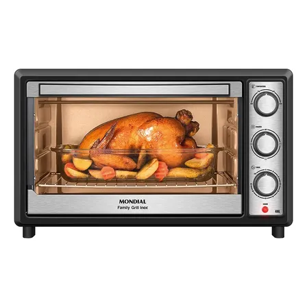Forno Elétrico 48l Family Grill Inox Mondial Preto/inox 2000w Frn-48-bi 220v