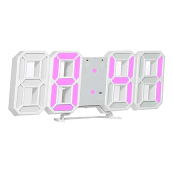 Relógio Digital Led 3d: Alarme, Parede E Mesa, Branco/displa