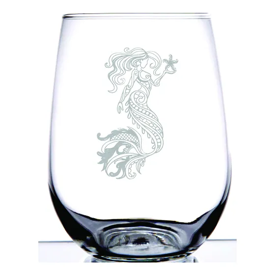 Mystical Esta Muy Bien Sirena Grabado Este 17 Oz Tallo Copa