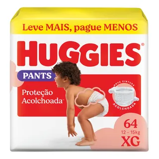 Huggies Fralda Pants Roupinha Proteção Acolchoada Xg - 64 Un Huggies Fralda Pants Roupinha Proteção Acolchoada Xg - 64 Un