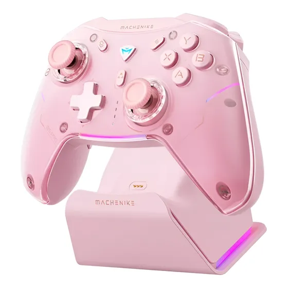 Controle Gamer Machenike G5 Pro Max Rosa Com Dock Sem Fio