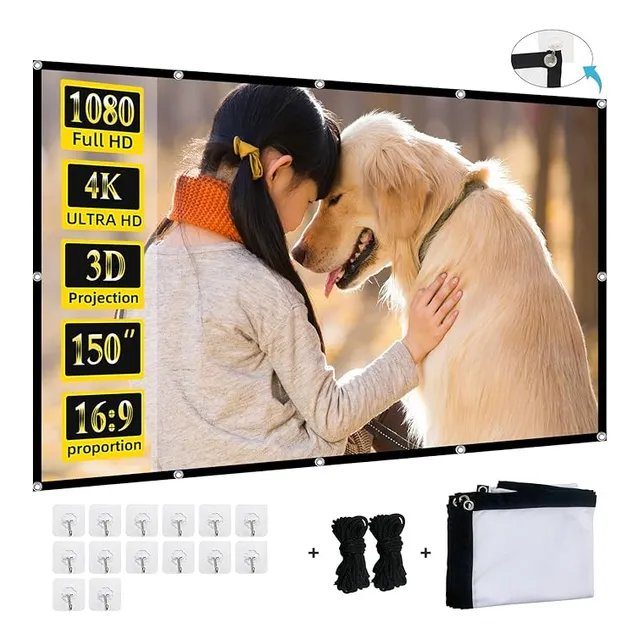 Pantalla Telón De Proyector 150'' Plegable Antiarrugas 16:9