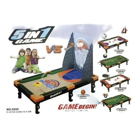 Juguete Mini Mesa 5 En 1 Juegos Billar Hockey Snooker