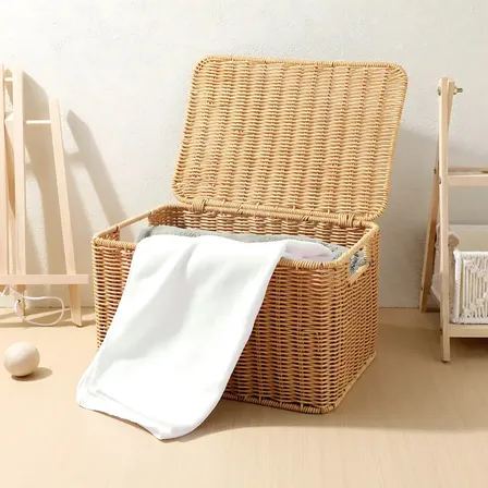 1 Cesto Caixa Organizador Grande Vime Quarto Banheiro Rattan Palha
