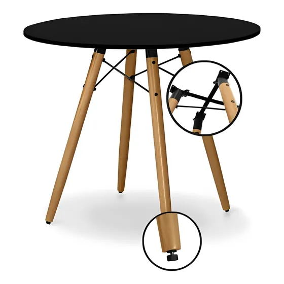 Mesa Redonda 90cm Estilo Charles Eames Eifell Pés De Madeira