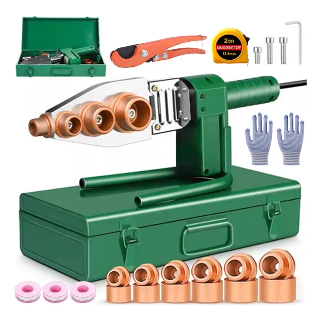 Kit De Termofusora Con 6 Dados (20mm A 63mm)+ Tijeras, 1800w Costa Termofón De Tubo Soldador De Tubo De Agua Plástico 110v Herramienta De Soldadura De Tuberías Para Pe/ppr/pvdf/pb/hdpe/pvc