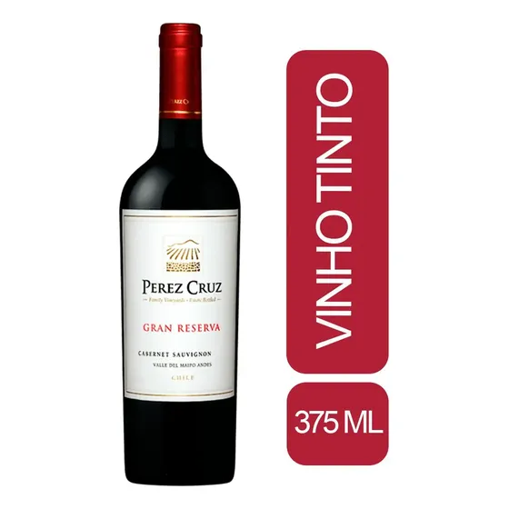 Vinho Chileno Tinto Gran Reserva Perez Cruz Cabernet Sauvignon 375ml Vinícola Perez Cruz