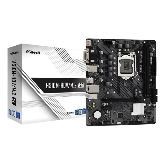 Placa Mae Intel 1200 H510m Hdv M.2 Se 2xddr4 Hdmi/dvi/vga 11 Cor Preto