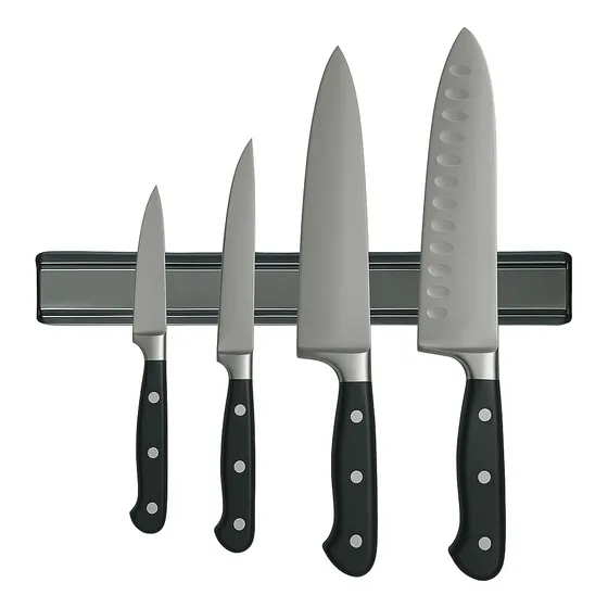 Porta Cuchillos Con Soporte Imán Magnetico 30cm Cocina Plateado