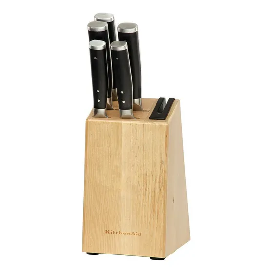 Faqueiro Kitchenaid 5 Peças E Cepo Com Afiador Para Cozinha Cor Preto