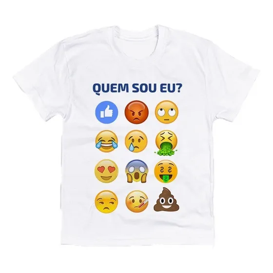Camiseta Quem Sou Eu Emoji Emotions Infantil Nf-e 