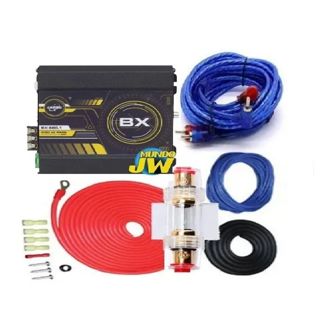 Potencia Amplificador Boog 600 Rms 1 Monoblock + Kit Cables
