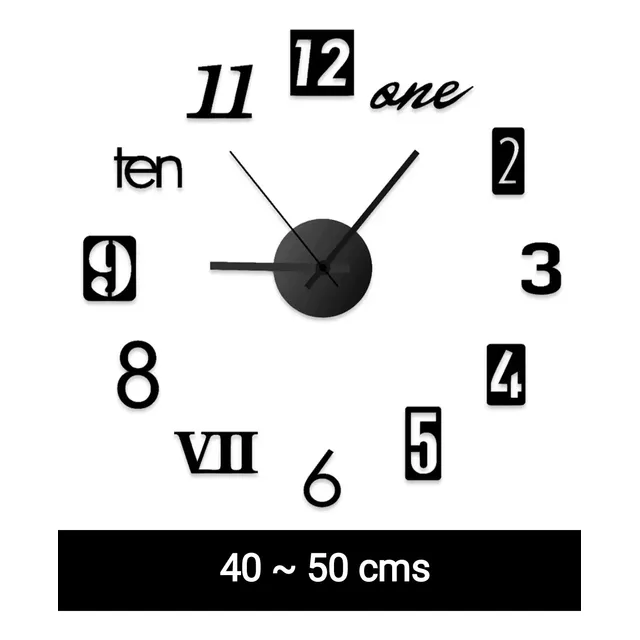 Reloj Pared 3d Espejo Decorativo Minimalista Moderno 50 Cm