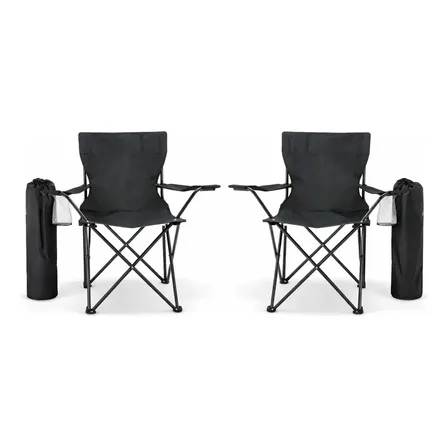 Silla Plegable Portatil De Playa Alberca Camping Pesca 2 Pz Negro