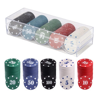100 Pzas Fichas Poker Con Caja De Almacenamiento De Plástico 100 Pzas Fichas Poker Con Caja De Almacenamiento De Plástico