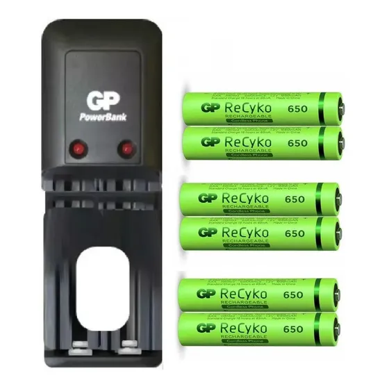 Cargador  + 6 Baterías Pilas  Recargables  Aaa Marca Gp
