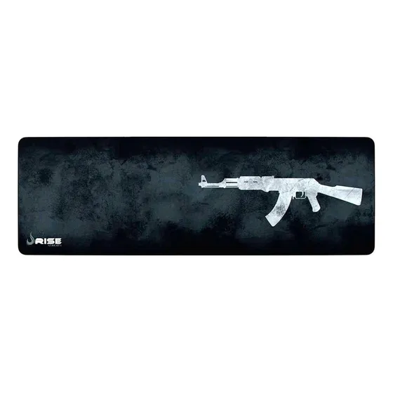 Mouse Pad gamer Rise Mode Gaming AK47 de fibra extended 30cm x 90cm x 3mm preto/cinza