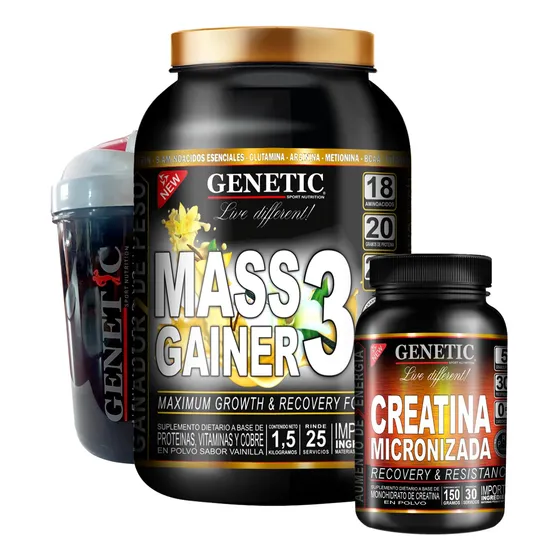 N°1 Fuerza Masa Muscular Gainer 1.5k Creatina Shaker Genetic
