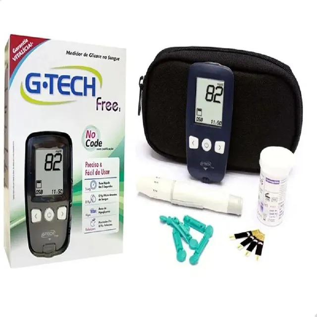 Teste Glicose G-tech Free Kit Completo Lancetas Tiras Já