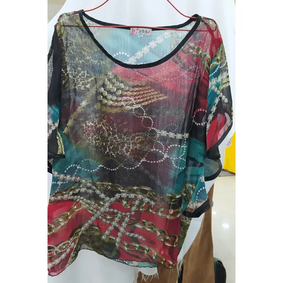 Blusa Talla Xxl Estampado Rojo Para Damas
