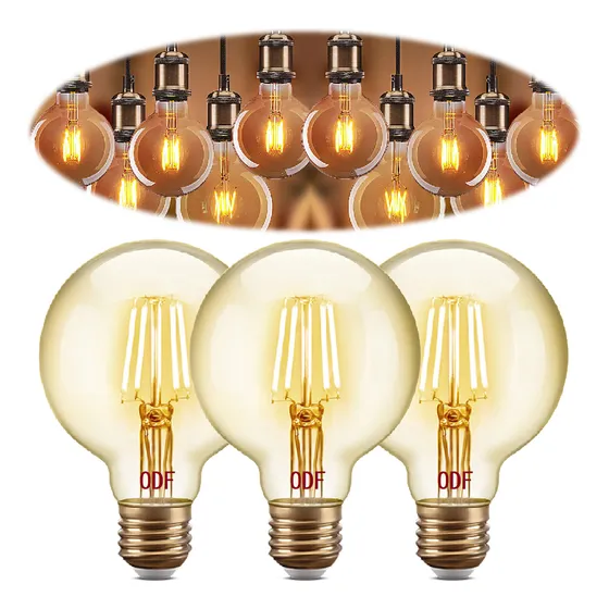 Kit 3 Lâmpada Led Filamento Grande Globo Retro Vintage G80