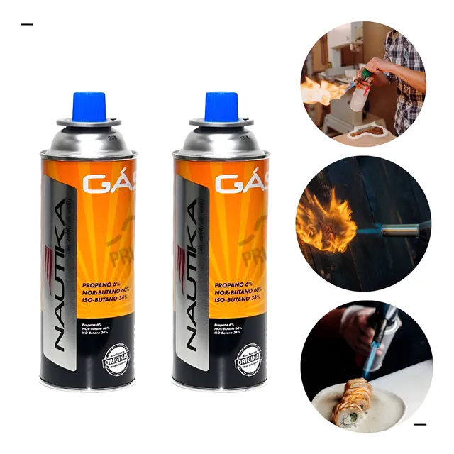 Carga Refil Gás Butano Culinário Fogão Maçarico 227grs Kit 2