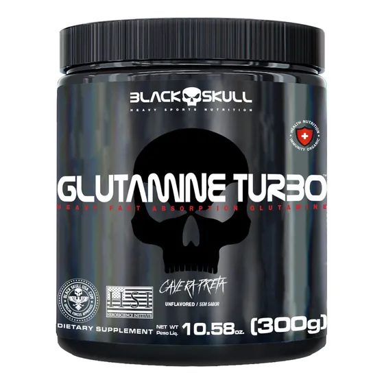 Glutamine Turbo 300g - Black Skull - Caveira Preta Glutamina Sabor Sem sabor