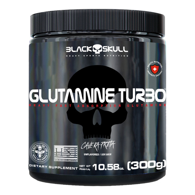 Glutamine Turbo 300g - Black Skull - Caveira Preta Glutamina Sabor Sem Sabor Glutamine Turbo 300g - Black Skull - Caveira Preta Glutamina Sabor Sem Sabor