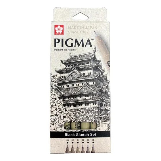 Tiralíneas Sakura Pigma Micron Negros Set 6
