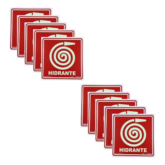 Placa Sinalização Fotoluminescente Mangueira/hidrante E7 10u
