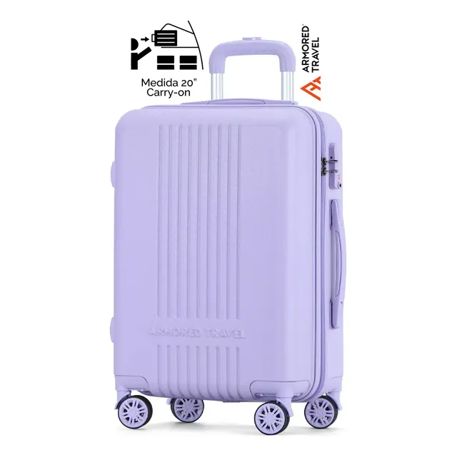 Maleta De Viaje Rígida Carry On De Mano Cabina 20 Pulgadas 10 Kg color lila Con Candado Alta Seguridad Tsa Lock Armored Travel
