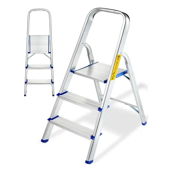 Bryner - Escalera De 3 Escalones, Taburete Plegable Con Peda