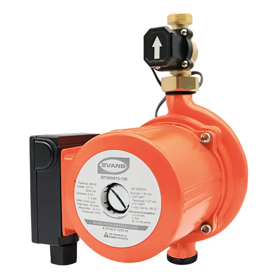 Bomba Presurizadora Evans de 240W automática/manual para 3 servicios simultáneos, 127V Succión 0.75” x Descarga 0.50” – BP300W15-120