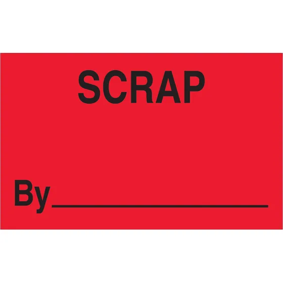 Etiqueta  Scrap By  (rojo Fluorescente) 