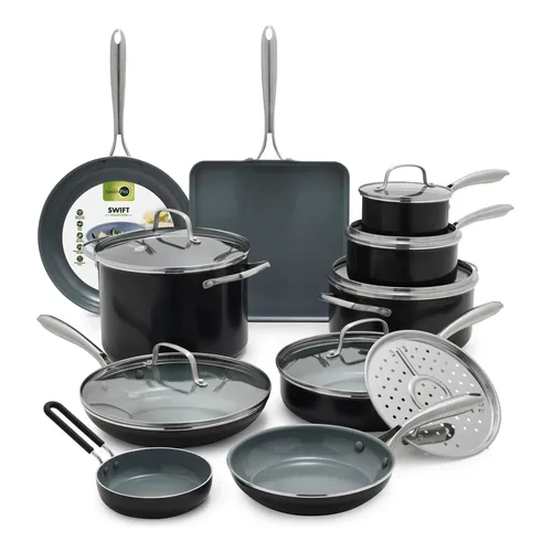 Conjunto 5 Panelas Cerâmica Casa Do Chef Tampa De Vidro Cinz Cor