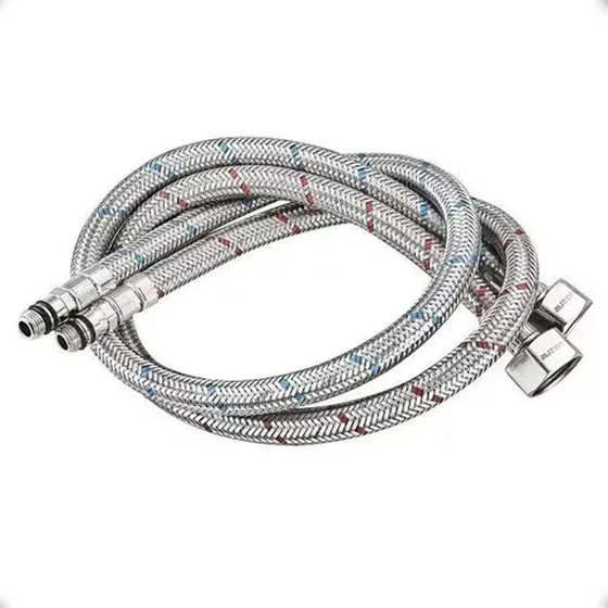 Engate Mangueira Flexível Misturador Monocomando 60 Cm Par Cor Prateado - Alizen