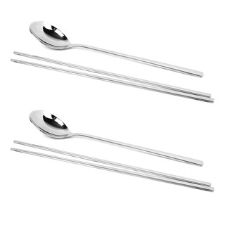 Pauzinhos De Aço Inoxidável Coreano Colher Talheres Pauzinhos De Aço Inoxidável Coreano Colher Talheres