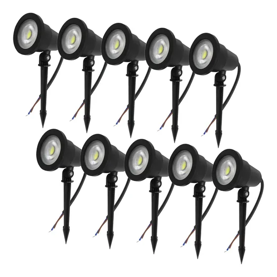 Kit 10 Luminária Espeto Jardim Com Led 7W Prova Dágua Cor da carcaça Preto Cor da luz Branco-quente 110V/220V