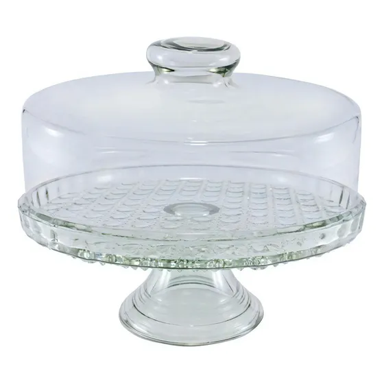 Porta Bolo Boleira Com Tampa E Pé Pedestal De Vidro Luxo Cor 52055